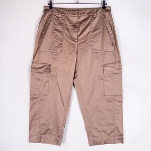 Old Navy Womens Cargo Pants 14 Brown Mauve Extra High Rise Cropped Satin